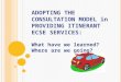 ADOPTING THE CONSULTATION MODEL in PROVIDING ITINERANT ECSE SERVICES: What have we learned? Where are we going?