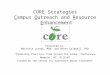 CORE Strategies Campus Outreach and Resource Enhancement Presented by: Marjorie Joseph, MSW, and Donna Caldwell, PhD “Promising Practices from Around the