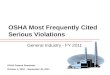 OSHA Most Frequently Cited Serious Violations General Industry - FY 2011 OSHA Federal Standards October 1, 2010 – September 30, 2011