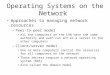 Operating Systems on the Network Approaches to managing network resources –Peer-to-peer model All the computers on the LAN have the same authority and