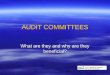 AUDIT COMMITTEES What are they and why are they beneficial?