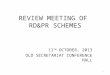 REVIEW MEETING OF RD&PR SCHEMES 11 TH OCTOBER, 2013 OLD SECRETARIAT CONFERENCE HALL 1