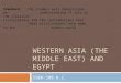 WESTERN ASIA (THE MIDDLE EAST) AND EGYPT 3500-500 B.C. Standard:The student will demonstrate an understanding of life in the classical civilizations and