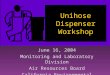 Unihose Dispenser Workshop June 16, 2004 Monitoring and Laboratory Division Air Resources Board California Environmental Protection Agency