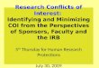 Research Conflicts of Interest: Identifying and Minimizing COI from the Perspectives of Sponsors, Faculty and the IRB Research Conflicts of Interest: Identifying