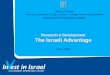 Research & Development The Israeli Advantage State of Israel Ministry of Industry, Trade & Labor - Foreign Trade Administration Investment Promotion Center