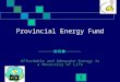 1 Provincial Energy Fund Affordable and Adequate Energy is a Necessity of Life