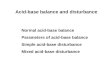 Acid-base balance and disturbance Normal acid-base balance Parameters of acid-base balance Simple acid-base disturbance Mixed acid-base disturbance