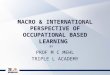 MACRO & INTERNATIONAL PERSPECTIVE OF OCCUPATIONAL BASED LEARNING BY PROF M C MEHL TRIPLE L ACADEMY