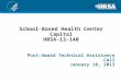 School-Based Health Center Capital HRSA-13-140 Post-Award Technical Assistance Call January 10, 2013