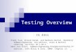 111 Testing Overview CS 4311 Frank Tsui, Orland Karam, and Barbara Bernal, Essential of Software Engineering, 3rd edition, Jones & Bartett Learning. Sections