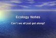 Ecology Notes Can’t we all just get along?. Chapter 2 Biosphere-All areas that sustain life Biotic Factors-living factors Abiotic Factors-non living factors