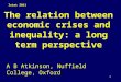 11 The relation between economic crises and inequality: a long term perspective A B Atkinson, Nuffield College, Oxford Istat 2011