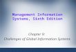 Management Information Systems, Sixth Edition Chapter 9: Challenges of Global Information Systems