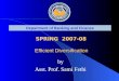 Department of Banking and Finance SPRING 2007-08 Efficient Diversification Efficient Diversification by Asst. Prof. Sami Fethi