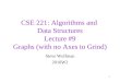 CSE 221: Algorithms and Data Structures Lecture #9 Graphs (with no Axes to Grind) Steve Wolfman 2010W2 1