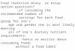 1 Food /exercise diary or essay option-questions? -if consuming the recommended number of servings for each food group for one’s age and gender one is