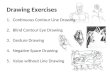 Drawing Exercises 1.Continuous Contour Line Drawing 2.Blind Contour Eye Drawing 3.Gesture Drawing 4.Negative Space Drawing 5.Value without Line Drawing