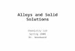 Alloys and Solid Solutions Chemistry 123 Spring 2008 Dr. Woodward