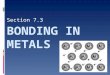 Section 7.3. Understanding Metal Atoms The behavior of a metal can be better explained if we understand that it is actually a collection of cations, rather