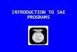 INTRODUCTION TO SAE PROGRAMS. SAEs are a great way to get classroom credit and FFA awards for doing things like exploring careers, earning money and having