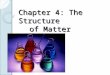 Chapter 4: The Structure of Matter. Section 1: Compounds & Molecules What are compounds? When elements combine to form a compound, the compound has properties