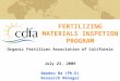 FERTILIZING MATERIALS INSPETION PROGRAM Organic Fertilizer Association of California July 23, 2009 Amadou Ba (Ph.D) Research Manager