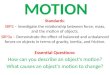 MOTION Standards Standards : S8P3 – Investigate the relationship between force, mass, and the motion of objects. S8P3a – Demonstrate the effect of balanced