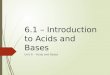 6.1 – Introduction to Acids and Bases Unit 6 – Acids and Bases