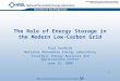 1 The Role of Energy Storage in the Modern Low-Carbon Grid Paul Denholm National Renewable Energy Laboratory Strategic Energy Analysis and Applications