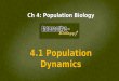 Ch 4: Population Biology 4.1 Population Dynamics
