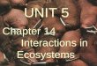 UNIT 5 Chapter 14 Interactions in Ecosystems UNIT 5 Chapter 14 Interactions in Ecosystems