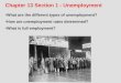Chapter 13 Section 1 - Unemployment What are the different types of unemployment? What are the different types of unemployment? How are unemployment rates