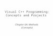 Visual C++ Programming: Concepts and Projects Chapter 6A: Methods (Concepts)