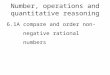 Number, operations and quantitative reasoning 6.1Acompare and order non- negative rational numbers