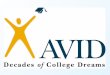 The Mission of AVID swill succeed in the most rigorous curriculum, swill enter mainstream activities of the school, swill increase their enrollment in