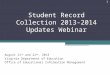 Student Record Collection 2013- 2014 Updates Webinar August 21 st and 22 nd, 2013 Virginia Department of Education Office of Educational Information Management