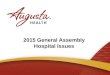 2015 General Assembly Hospital Issues. 2015 – a “Short Session” 1,865 Bills Introduced from Senate 1,143 Bills Introduced in House 3,008 Bills Reviewed