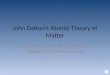 John Dalton’s Atomic Theory of Matter Designed Literally To Explain Why Matter Acts the Way It Does