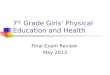 7 th Grade Girls’ Physical Education and Health Final Exam Review May 2013