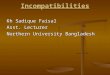 Incompatibilities Kh Sadique Faisal Asst. Lecturer Northern University Bangladesh