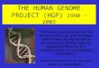 THE HUMAN GENOME PROJECT (HGP) 1990 - 2003 "The human genome underlies the fundamental unity of all members of the human family, as well as the recognition