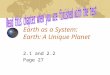 Earth as a System: Earth: A Unique Planet 2.1 and 2.2 Page 27