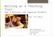 Writing as a Teaching Tool: How 5 Minutes Can Improve Student Learning (Without Adding (much) to Your Workload.) Beth Hedengren Writing Across the Curriculum
