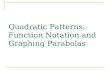 Quadratic Patterns, Function Notation and Graphing Parabolas