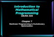 Introduction to Mathematical Programming OR/MA 504 Chapter 7 Nonlinear Programming & Evolutionary Optimization