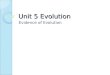 Unit 5 Evolution Evidence of Evolution. Evidence 1 Fossil: impression of dead organism made on a surface Types: Mold: imprint on surface in shape of organism