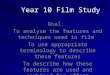 Year 10 Film Study Goal: To analyse the features and techniques used in film To use appropriate terminology to describe these features To describe how