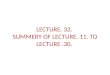 LECTURE. 32. SUMMERY OF LECTURE. 11. TO LECTURE.30