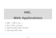 XML XML Web Applications 1. XML – XML is not…. 2. Basic XML Concepts 3. Defining XML Data Formats 4. Querying XML Data